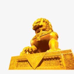 金色狮子雕塑雄伟的狮子高清图片