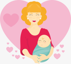 怀抱婴儿的母亲插画矢量图素材