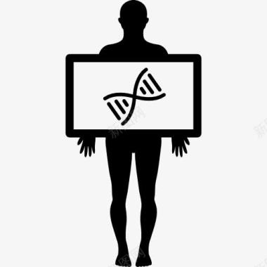 男性轮廓显示视图的DNA结构图标图标