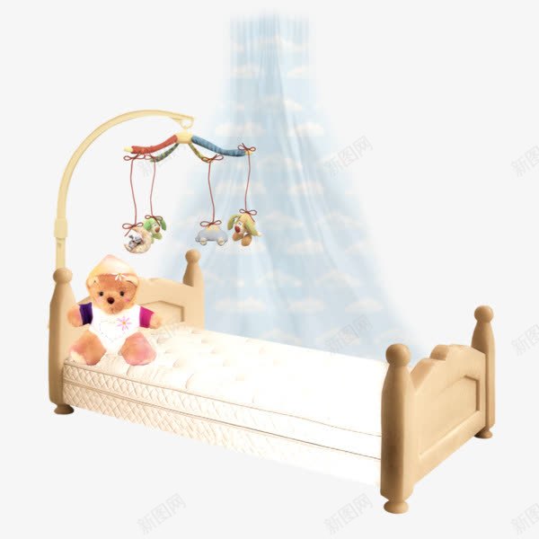 3D婴儿床png免抠素材_新图网 https://ixintu.com BB床 吊铃 婴儿床 婴儿床蚊帐 熊娃娃