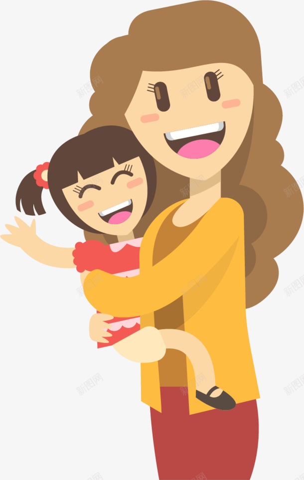 母亲节紧抱孩子的母亲png免抠素材_新图网 https://ixintu.com 可爱小女孩 妈妈 招手 母亲节 母爱 紧抱孩子的母亲