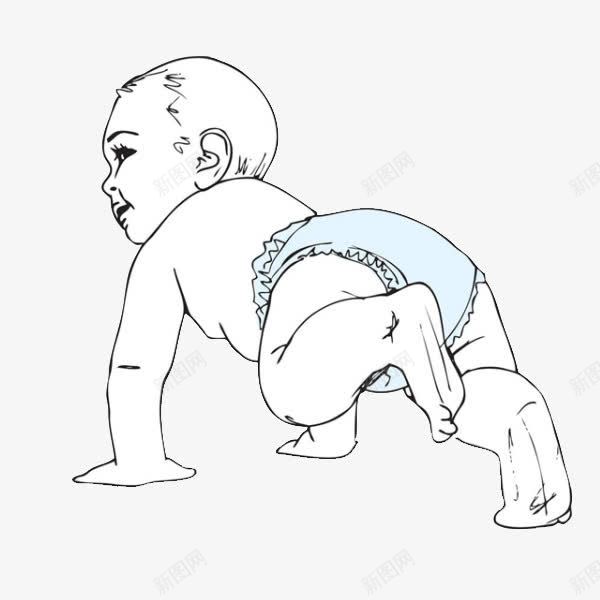 穿着纸尿裤的小孩png免抠素材_新图网 https://ixintu.com 卡通 可爱的 小孩爬 手绘 爬着的 简笔 纸尿裤