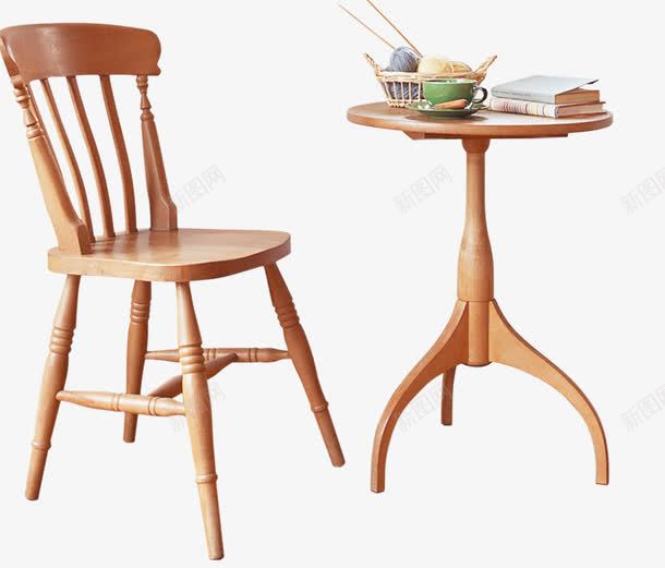简洁休闲桌椅png免抠素材_新图网 https://ixintu.com 下午茶 圆桌 整套 木质椅子