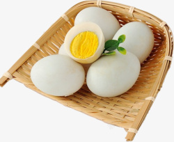 编织器具装白色土鸭蛋蛋黄素材