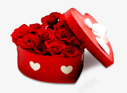 盛放玫瑰花的爱心盒素材