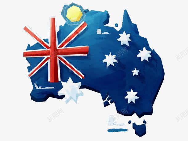 澳大利亚地形国旗png免抠素材_新图网 https://ixintu.com 卡通 地图 星星 澳大利亚国旗 米字旗