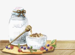 蜂蜜的瓶子酸奶手绘高清图片