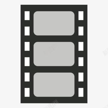 灰色扁平化电影胶片元素图标图标
