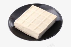 方块豆腐黑色盘子里的白色豆腐高清图片