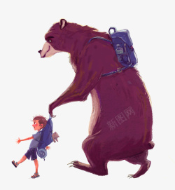 大熊和小孩子素材
