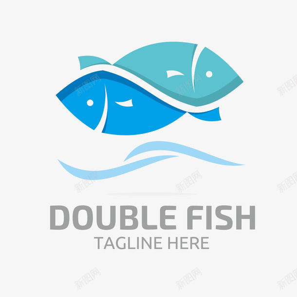 蓝色小鱼的logo矢量图图标ai_新图网 https://ixintu.com logo 创意 可爱 正反 精美 蓝色 设计感 鱼儿 鱼类 矢量图