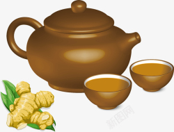 茶杯茶水手绘卡通茶壶矢量图高清图片