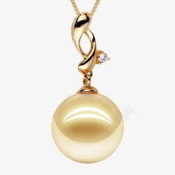 金色南洋珠缤纷美饰海水珍珠吊坠高清图片