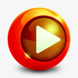 圆形的播放器橙色圆形立体影音播放器图标高清图片