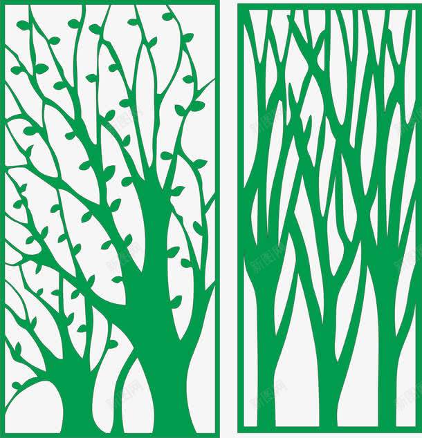 绿色树状镂空隔断屏风png免抠素材_新图网 https://ixintu.com 屏风 树状 矢量素材 绿色 镂空隔断