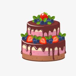 咖啡色蛋糕草莓蓝莓双层水果矢量图高清图片