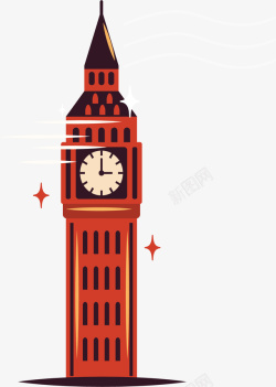 英国大笨钟图标矢量英国伦敦橘色大笨钟矢量图高清图片