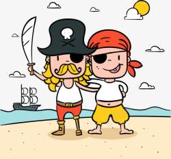 独眼龙卡通手绘大航海时代海盗船长高清图片