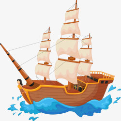 卡通海盗船素材手绘海盗船矢量图高清图片