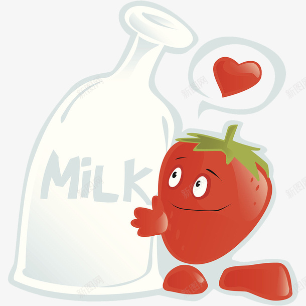 卡通草莓抱着牛奶瓶png免抠素材_新图网 https://ixintu.com 卡通 卡通牛奶瓶 宣传 广告 海报 爱心 牛奶 牛奶瓶 草莓 设计