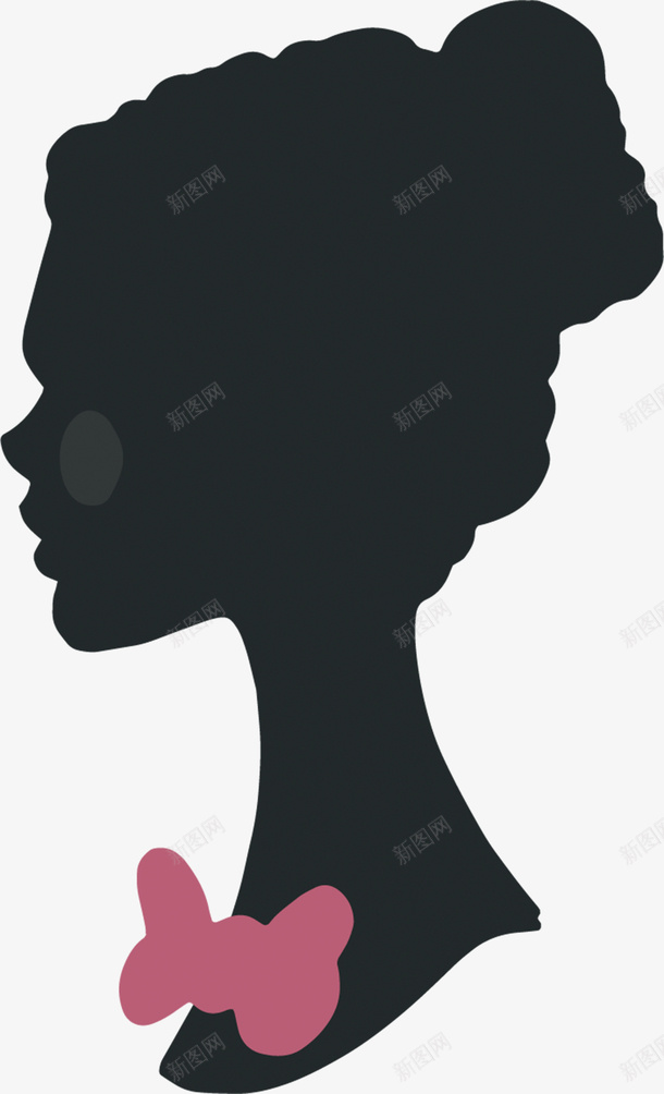 黑色美女的侧面剪影png免抠素材_新图网 https://ixintu.com 个性 侧面 创意 卡通手绘 可爱 女人 简单 黑色