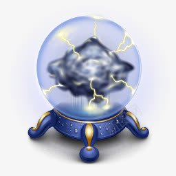 蓝色水晶球png免抠素材_新图网 https://ixintu.com 悬浮 蓝色水晶球 闪电 魔法