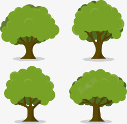 四颗四颗茂盛大树矢量图高清图片