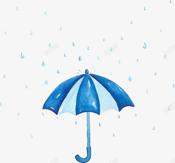 蓝色水彩雨滴雨伞png免抠素材_新图网 https://ixintu.com 下雨 春雨 水彩雨伞 蓝色雨伞 雨伞 雨季 雨滴