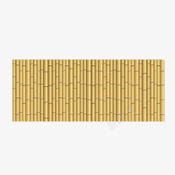 一排整齐的金色的竹子带几片竹叶矢量图素材
