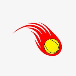 黄色网球卡通红色火焰黄色网球火球插画免高清图片