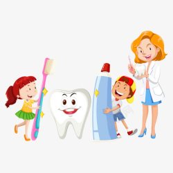 牙齿卡通人物免抠png牙科医生与卡通儿童高清图片