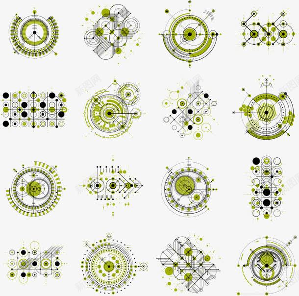 绿色工程图标元素png_新图网 https://ixintu.com 工程 机械 线条 绿色 设计图纸