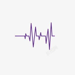 线条心脏紫色线条心电图高清图片