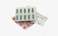 治疗药品红绿白色治愈包装盒里的西药片实高清图片