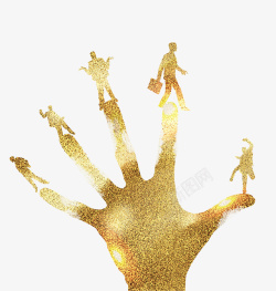炫酷创意金色招牌手掌插画素材