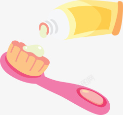 挤牙膏的粉色牙刷矢量图素材