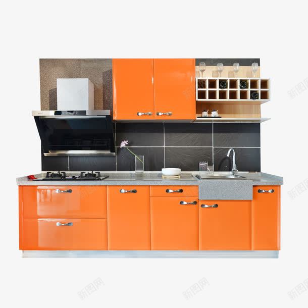 橙色时尚橱柜png免抠素材_新图网 https://ixintu.com 创意橱柜 厨房橱柜 实物 整体橱柜 橙色橱柜 橱柜