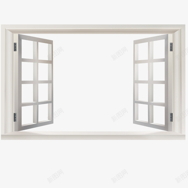 窗户png免抠素材_新图网 https://ixintu.com 开窗 格子 灰白色 白色窗框 窗户