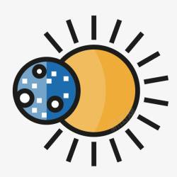 单色扁平太阳和地球图标高清图片