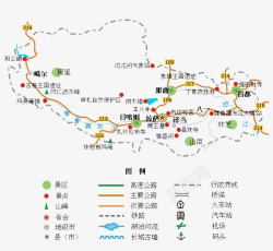 西藏线性地图素材