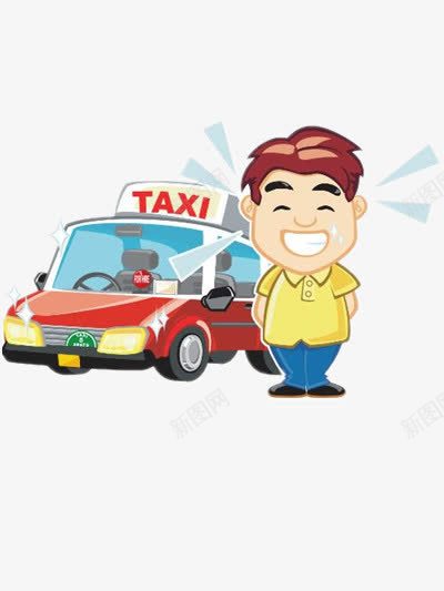 出租车png免抠素材_新图网 https://ixintu.com 出租车 出租车司机 卡通元素 卡通出租车 可爱出租车 装饰图案