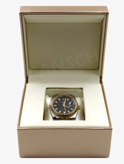 高档手表上链盒高级香槟色手表盒高清图片