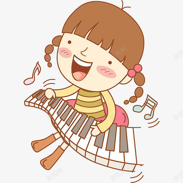 弹琴的女孩png免抠素材_新图网 https://ixintu.com 动听的 卡通 可爱的 唱歌 小女孩 弹琴的 漂亮的