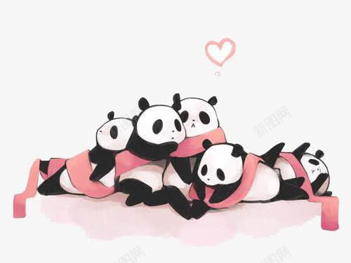 熊猫卡通图png免抠素材_新图网 https://ixintu.com 动物粉色 卡通 可爱 围巾 熊猫 萌