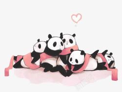 粉色围巾熊猫卡通图高清图片