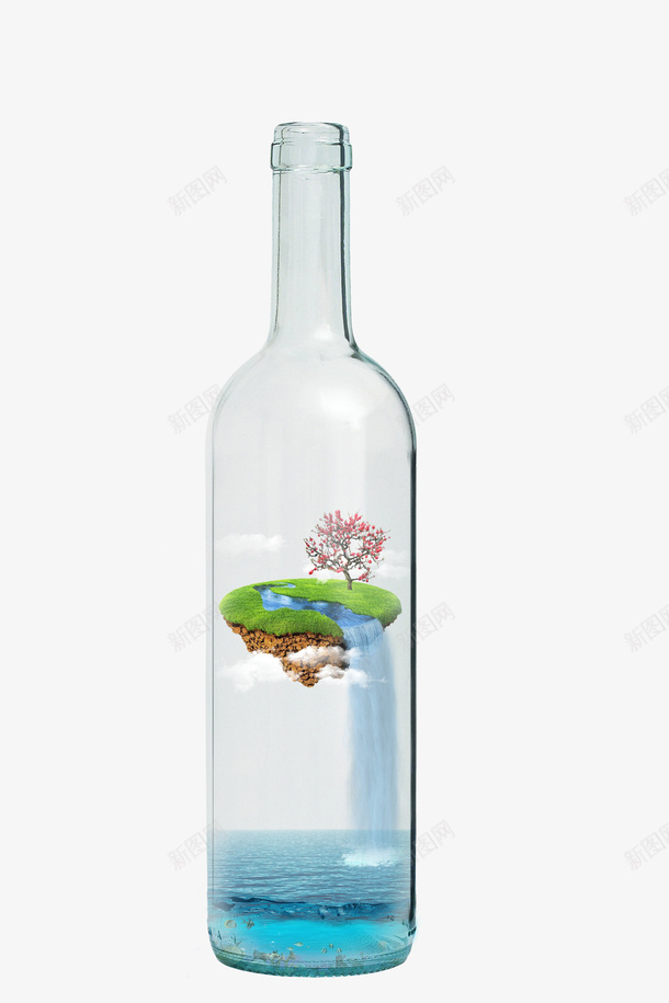 瓶中小岛png免抠素材_新图网 https://ixintu.com PNG 创意 小岛 瓶子