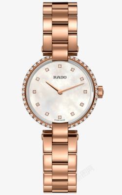 雷达玫瑰金色女表镶钻雷达腕表手表高清图片