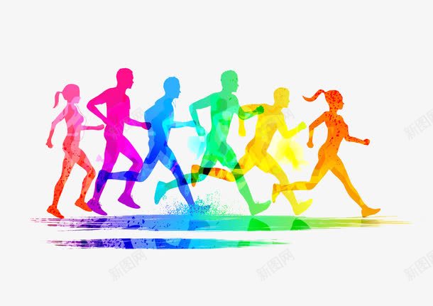 彩绘一群跑步的人png免抠素材_新图网 https://ixintu.com 奔跑 彩绘一群跑步的人 起跑 起跑线 跑 高清免扣素材