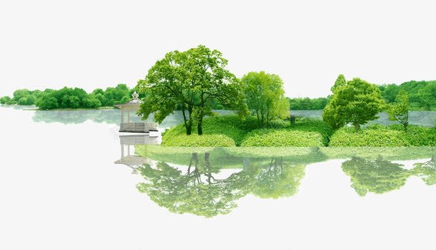 岸边美景png免抠素材_新图网 https://ixintu.com 倒影 岸边 清澈 湖面 绿色树木 美景