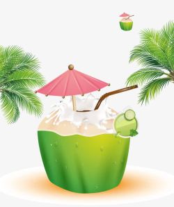 椰子汁海报水果促销天然椰子饮品高清图片